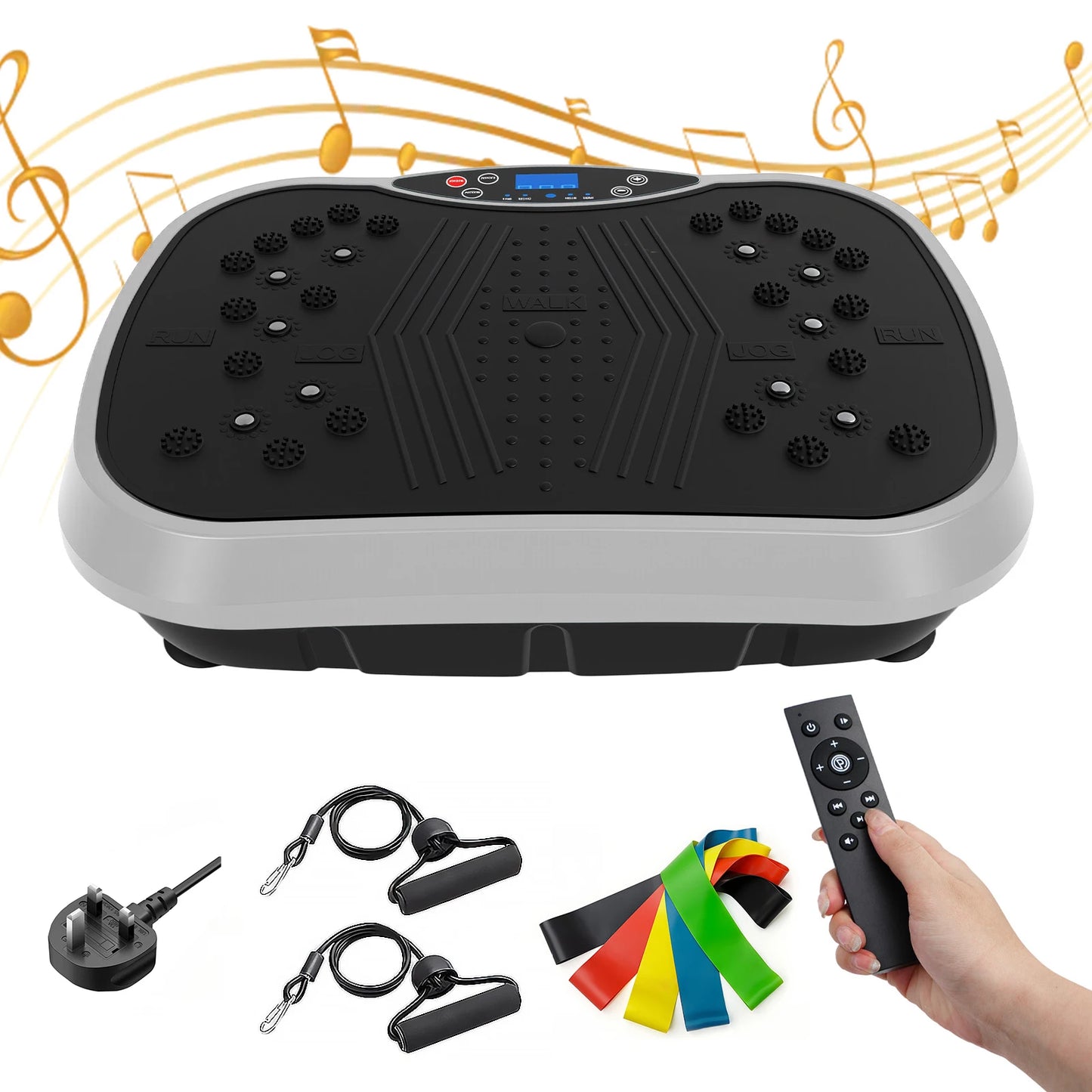 Portable Vibration Plate Exercise Machine With Bluetooth Resistance Bands