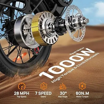 URLIFE E20 1000W Fat Tire Electric Bike With 28 MPH Top Speed 48V 13Ah Battery For Long Range Power