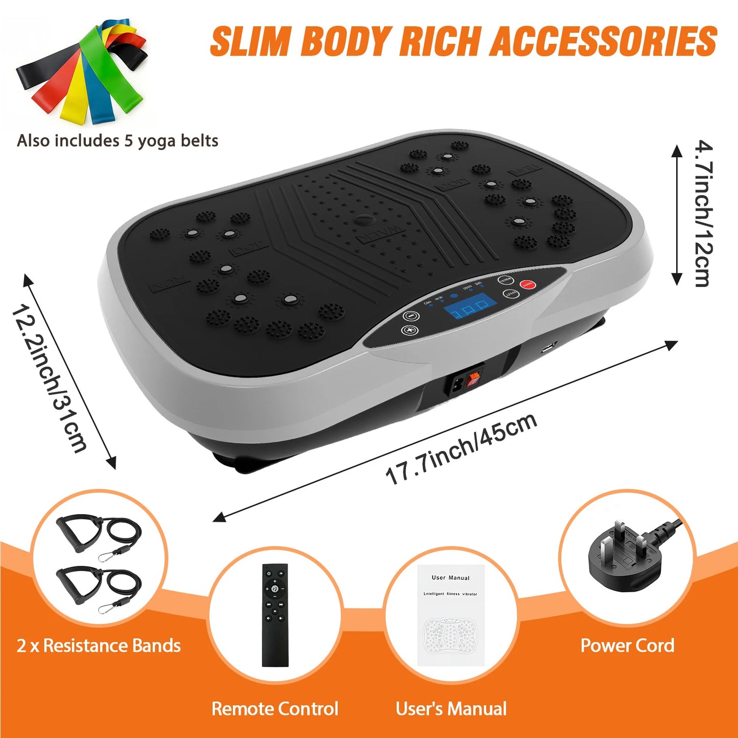 Portable Vibration Plate Exercise Machine With Bluetooth Resistance Bands