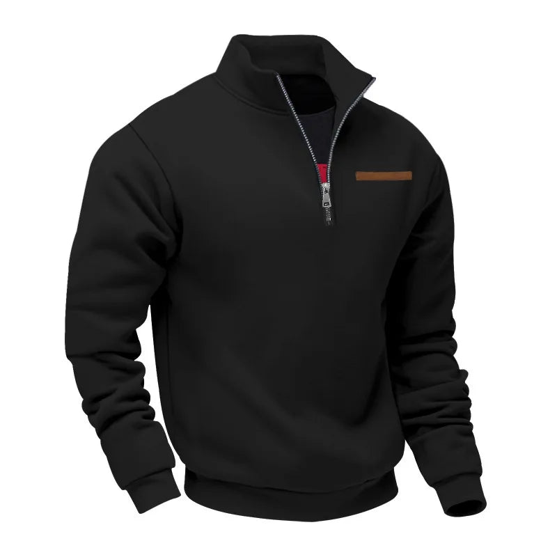 Men's Autumn Winter Heavy Fleece Hoodie Half Zip Stand Collar