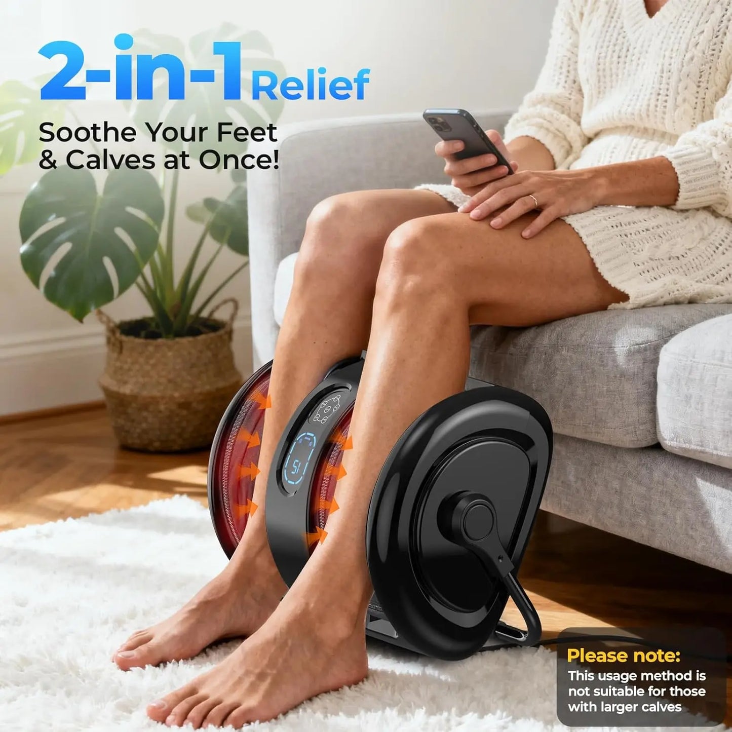 HTMM Electric Foot Massager With Shiatsu Calf Massage And Heat Dual Action Kneading Rolling Nodes