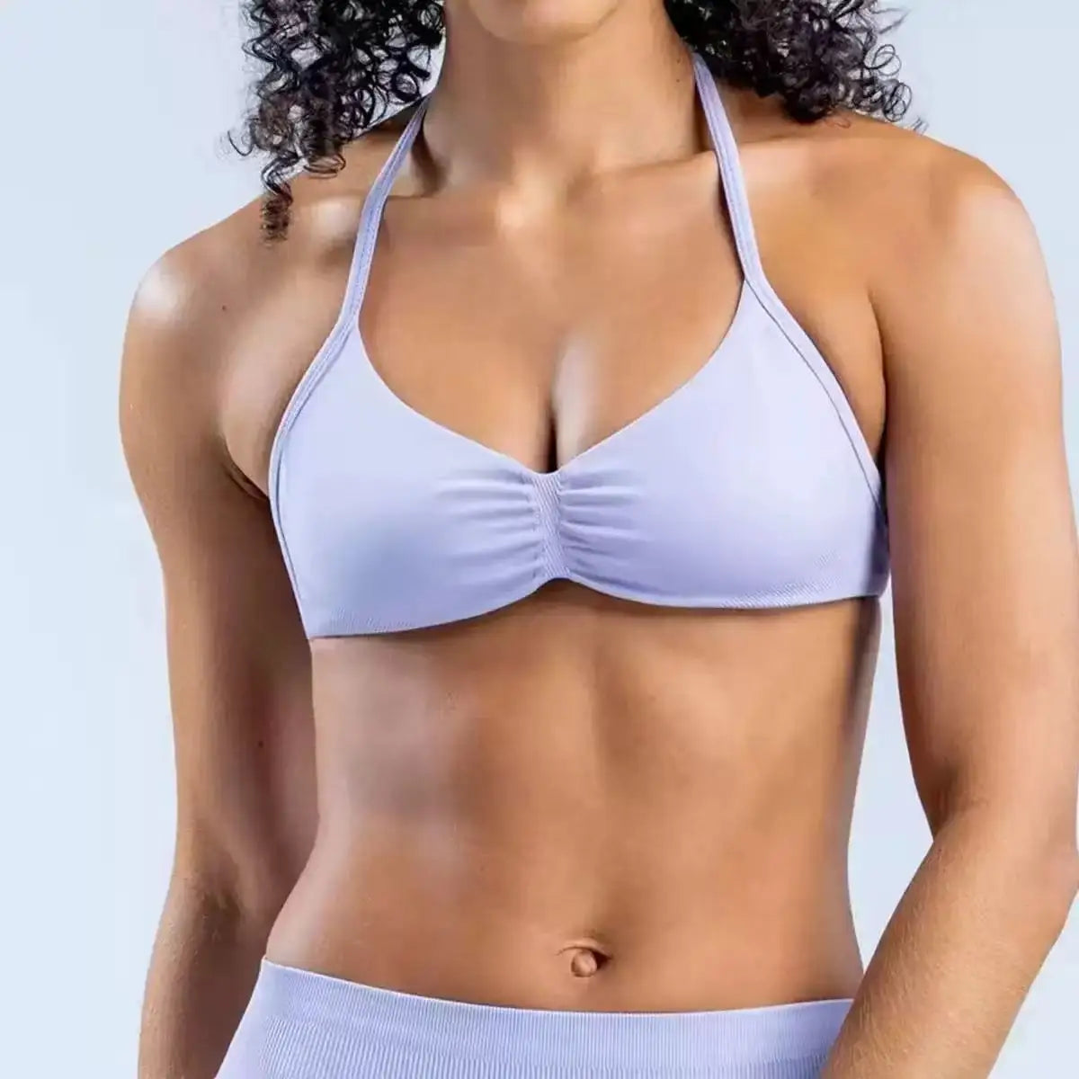 Cavendi Women Yoga Set Halter Top and Seamless Shorts