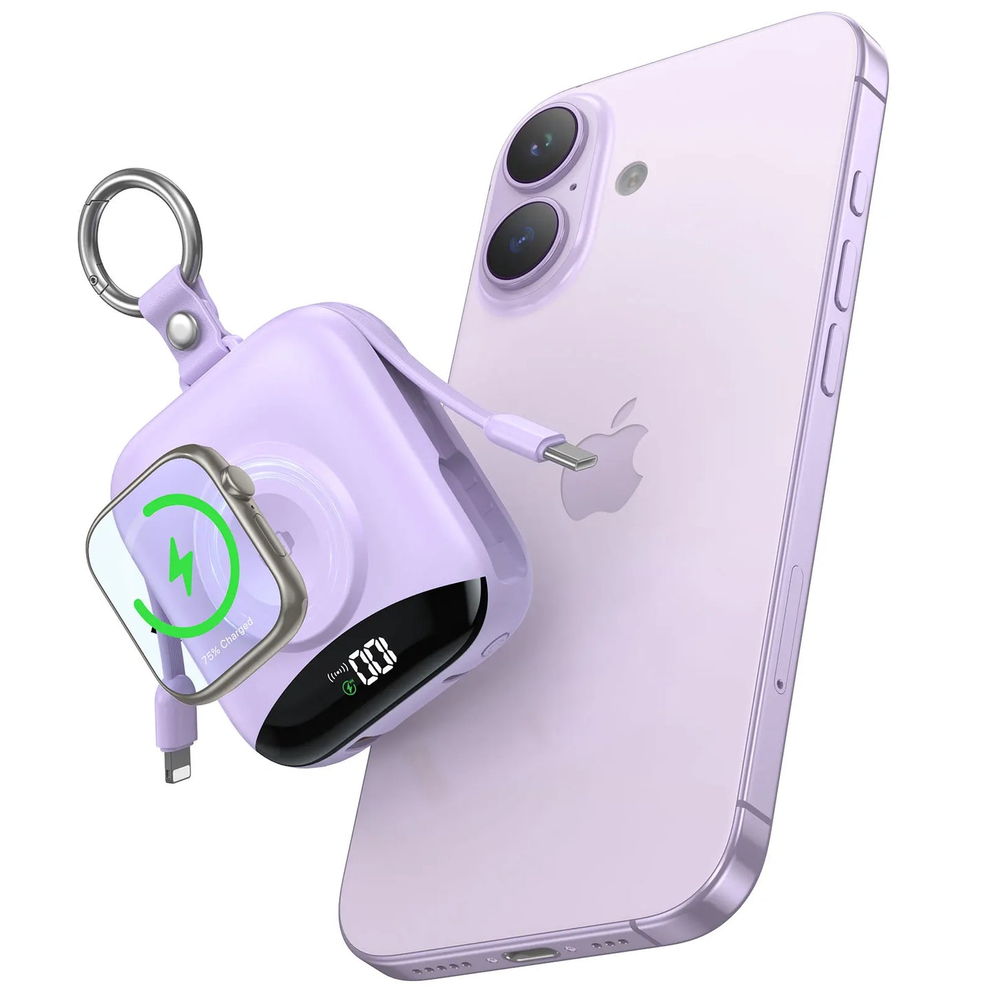 10000mAh Apple Watch Wireless Power Bank With Lightning USB Cables