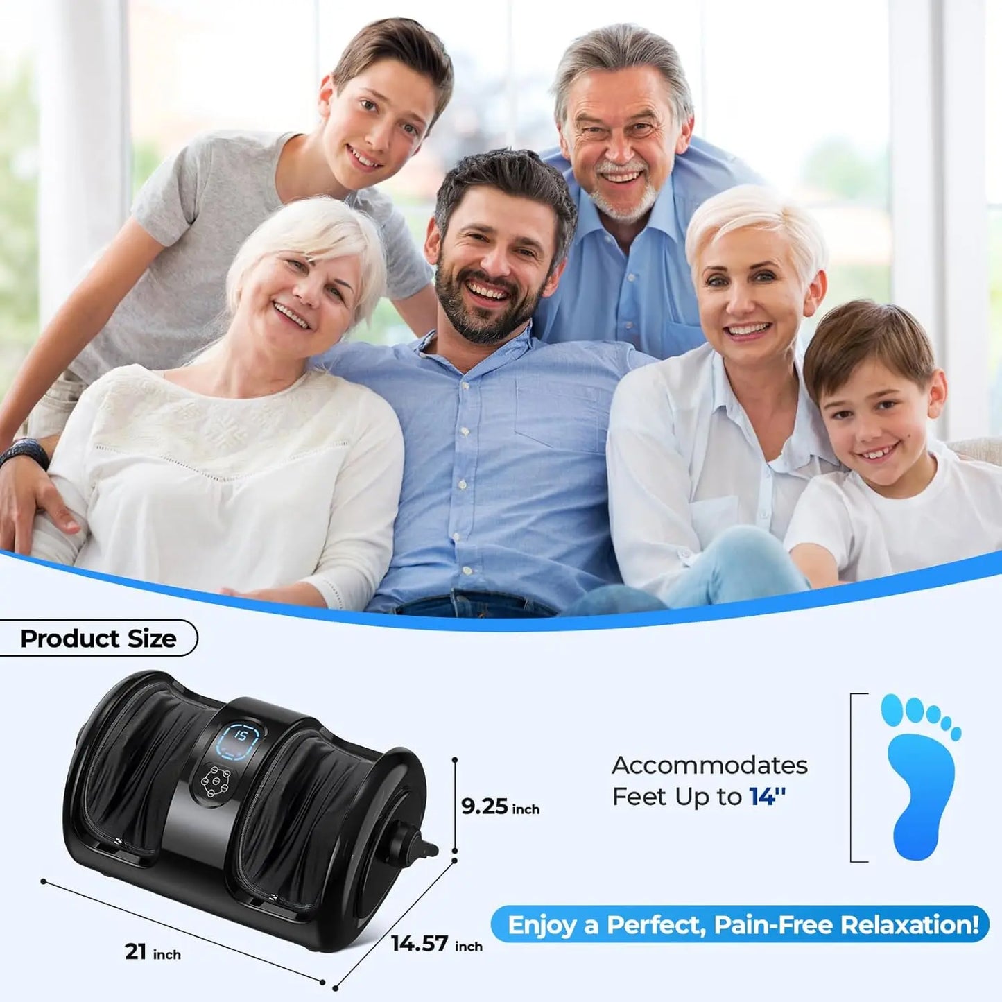 HTMM Electric Foot Massager With Shiatsu Calf Massage And Heat Dual Action Kneading Rolling Nodes