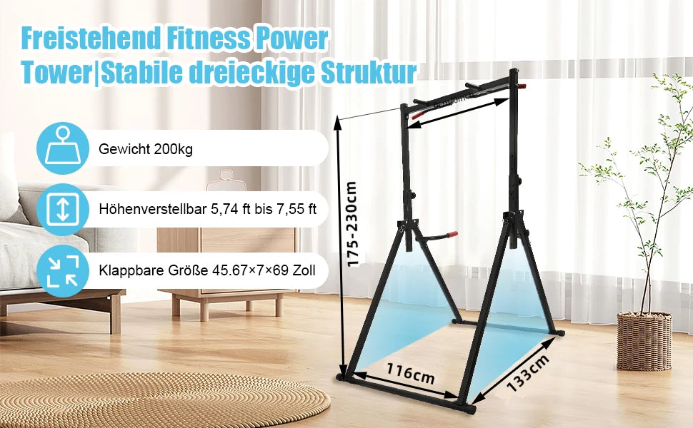 Foldable Power Tower Dip Station Triangular Pull Up Station