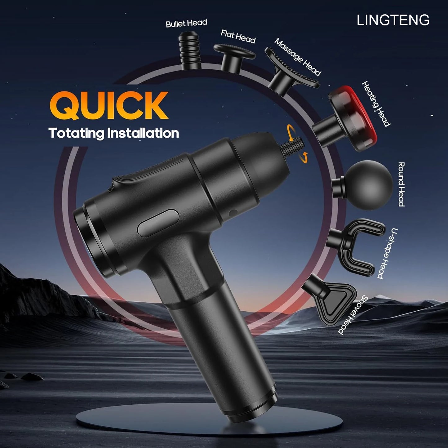 LINGTENG Heated Massage Gun Deep Tissue Percussion Massager