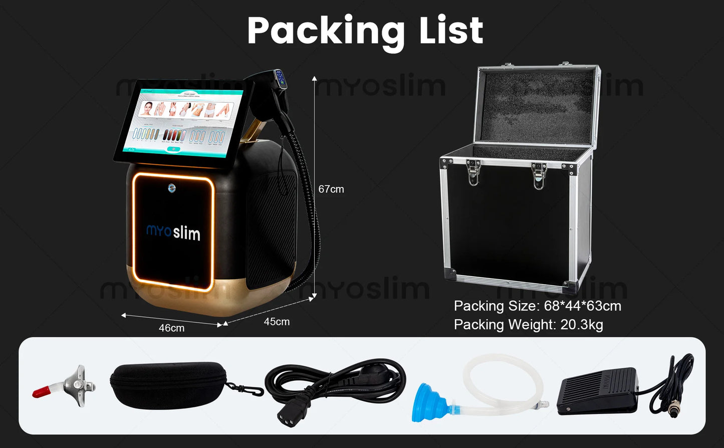 MYOSLIM Diode Laser Hair Removal Device Soprano 4 Wave 755 940 1064 808nm CE