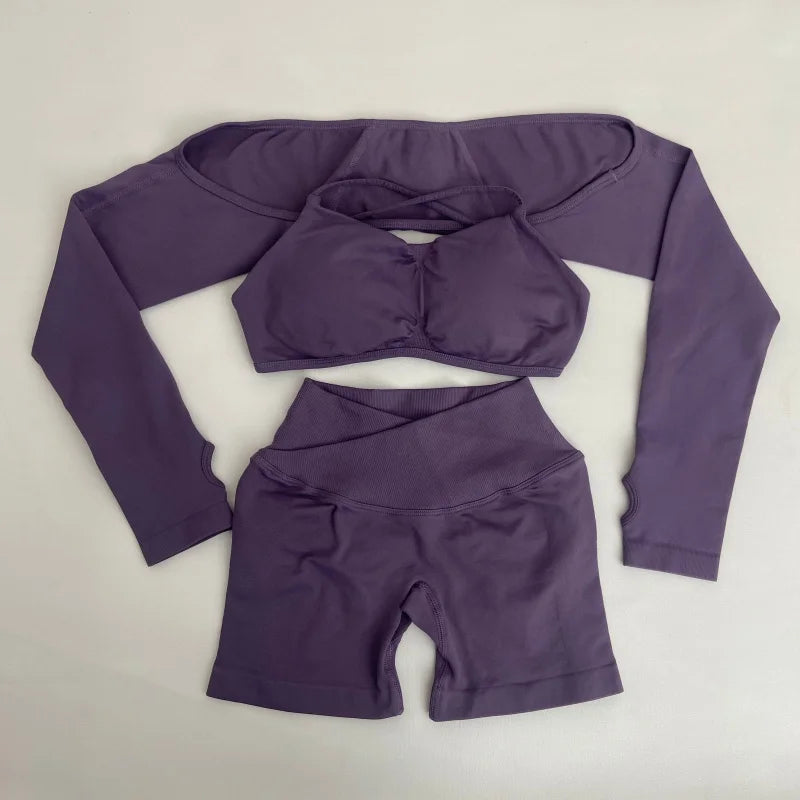OPKVEDO Yoga Vision 3 Piece Set Seamless Gym Wear
