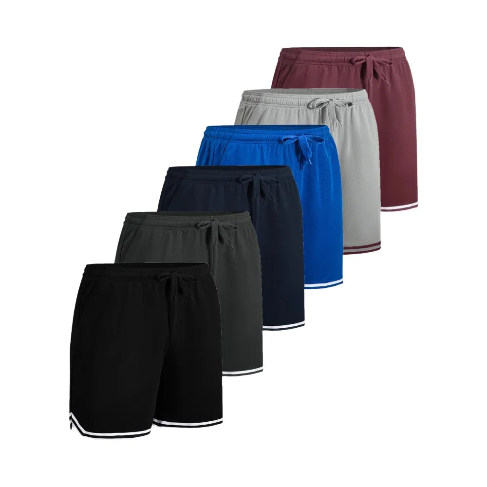 NONECN Men's Quick Dry Polyester Shorts 6 Pack Loose Fit Breathable Moisture Wicking Activewear