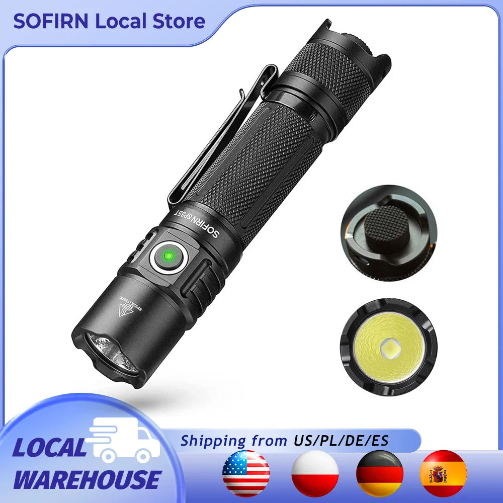 Sofirn SP35T 3800lm Tactical 21700 USB C Rechargeable Flashlight with XHP50 LED Pro