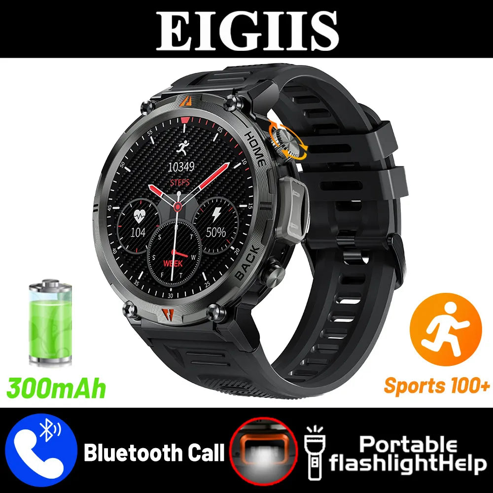 EIGIIS KE3 Bluetooth Call Smartwatch for Men With Heart Rate Monitor Health Tracking Notifications Music Control