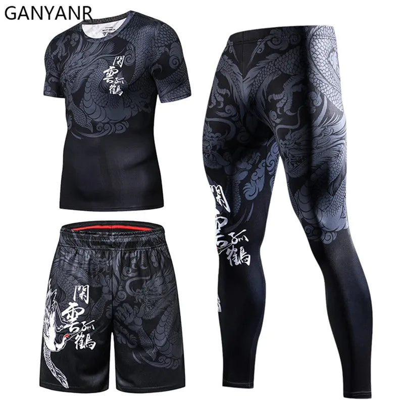 GANYANR Men Running Sets Sports Tracksuit For Fitness And Training