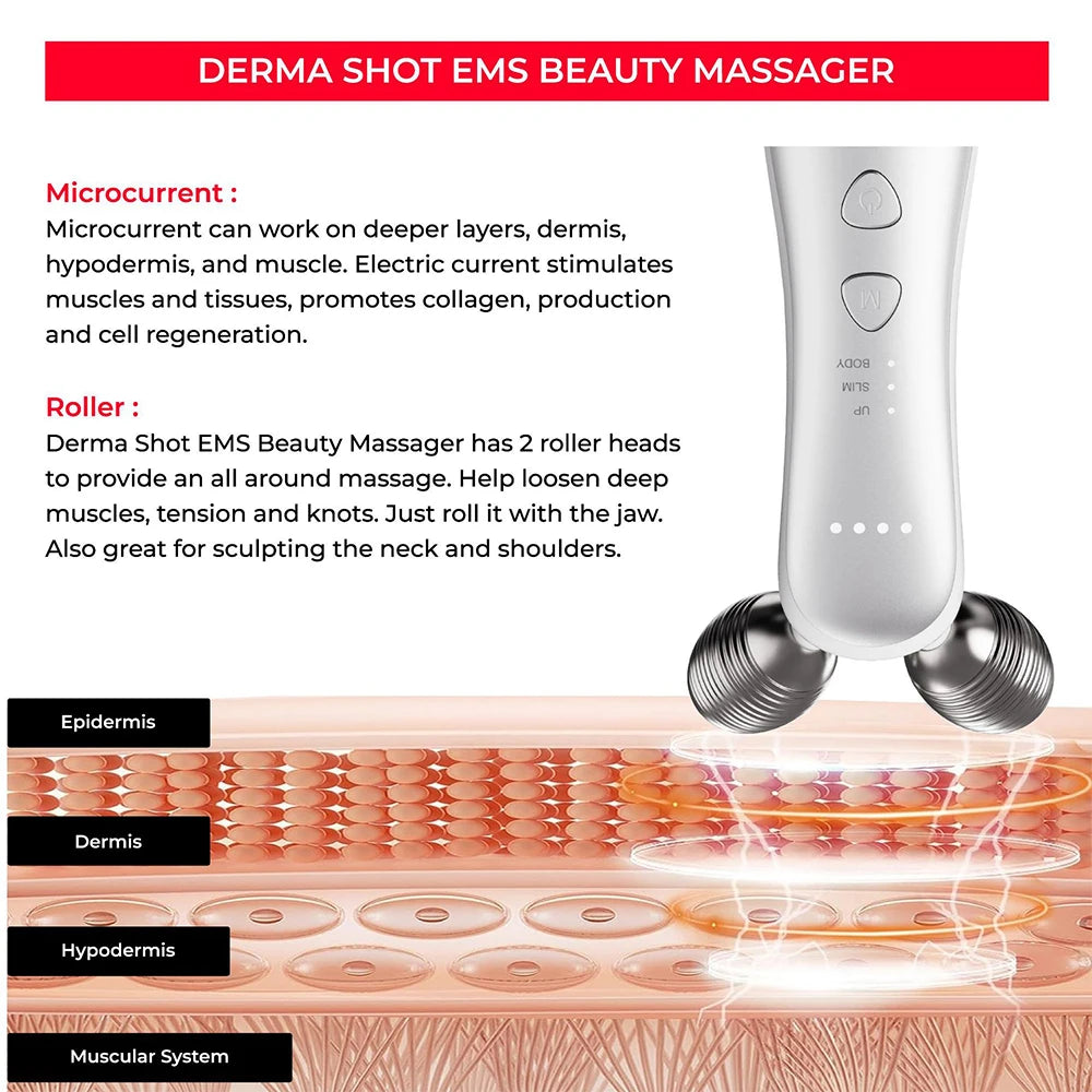 Foreverlily 3D Sculptor Muscle Ball Massage Roller Stainless Steel USB Rechargeable Facial Contouring Jawline Definition