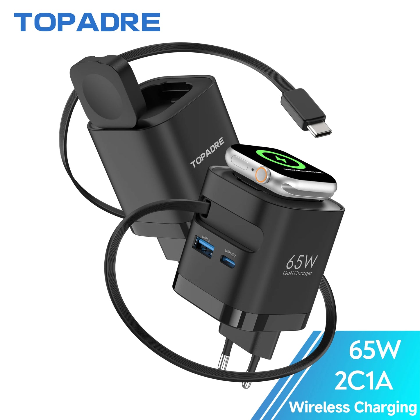 TOPADRE 65W Wireless Charger For Apple Watch MacBook iPhone
