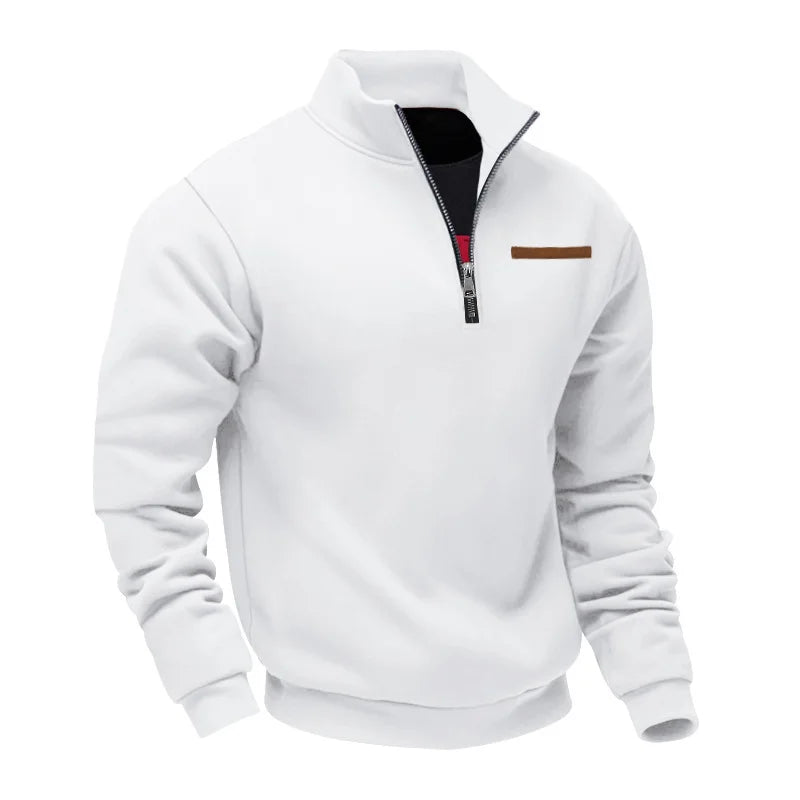 Men's Autumn Winter Heavy Fleece Hoodie Half Zip Stand Collar