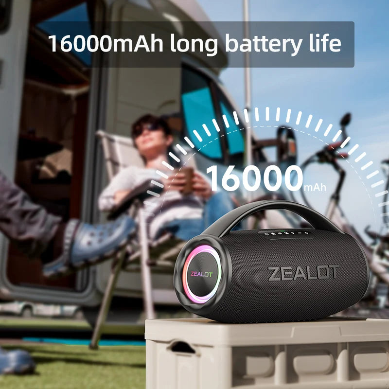 Zealot S97 80W Bluetooth Speaker Waterproof RGB Lights 360 Degree Stereo Immersive Bass 12 Hours Playback