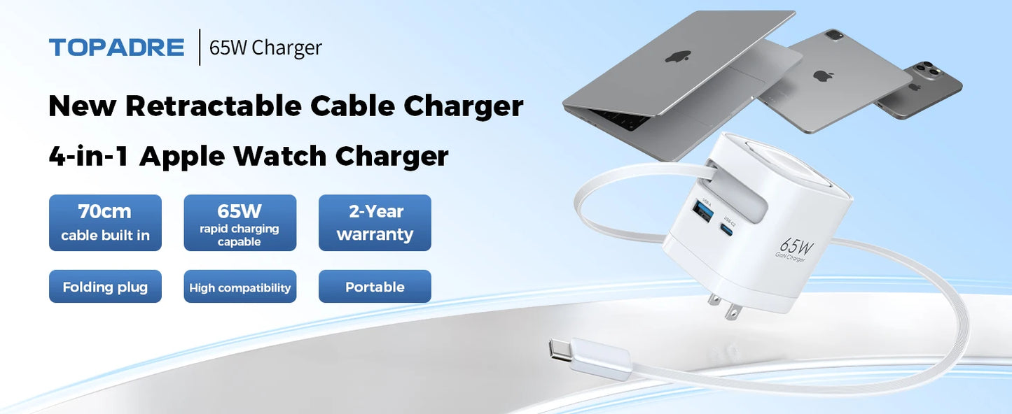 TOPADRE 65W Wireless Charger For Apple Watch MacBook iPhone