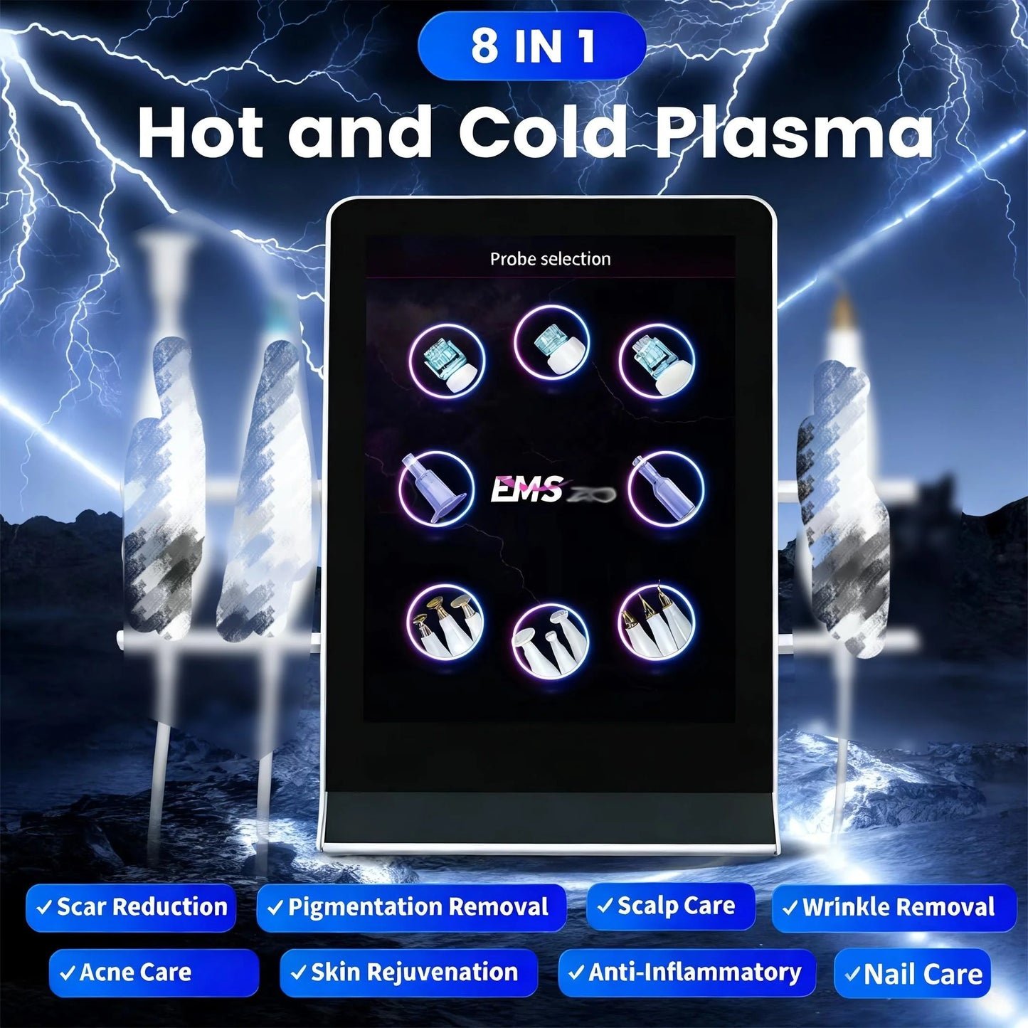 MYOSLIM 8 In 1 Plasma Beauty Machine With Cold Warm Ozone Microdermabrasion