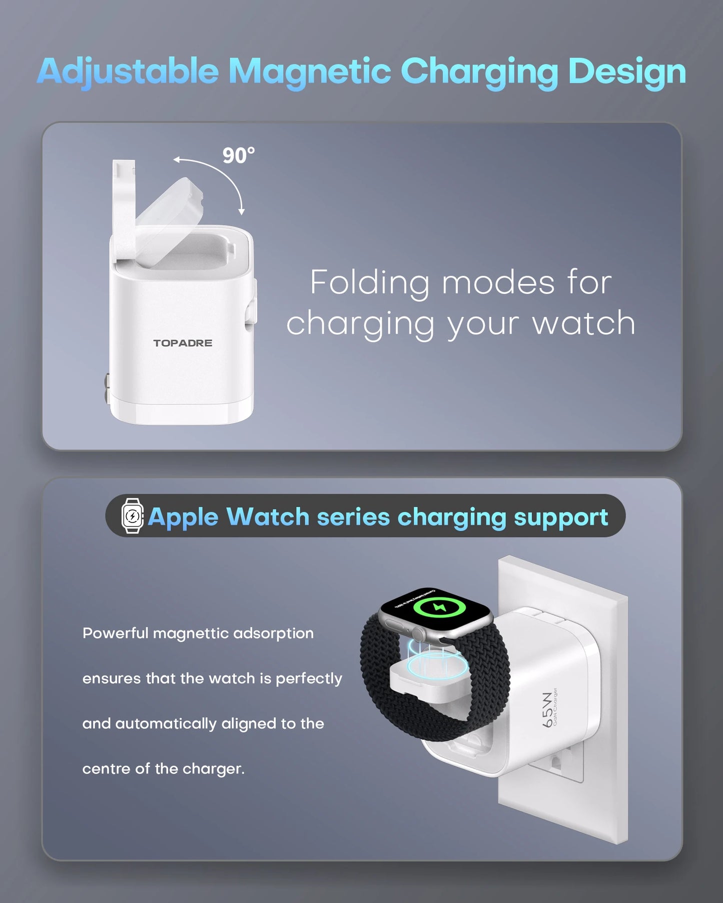 TOPADRE 65W Wireless Charger For Apple Watch MacBook iPhone