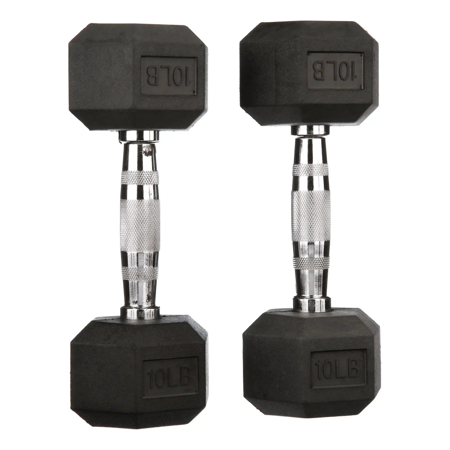 Rubber Encased Hex Dumbbells 10 Lb Pair For Strength Training