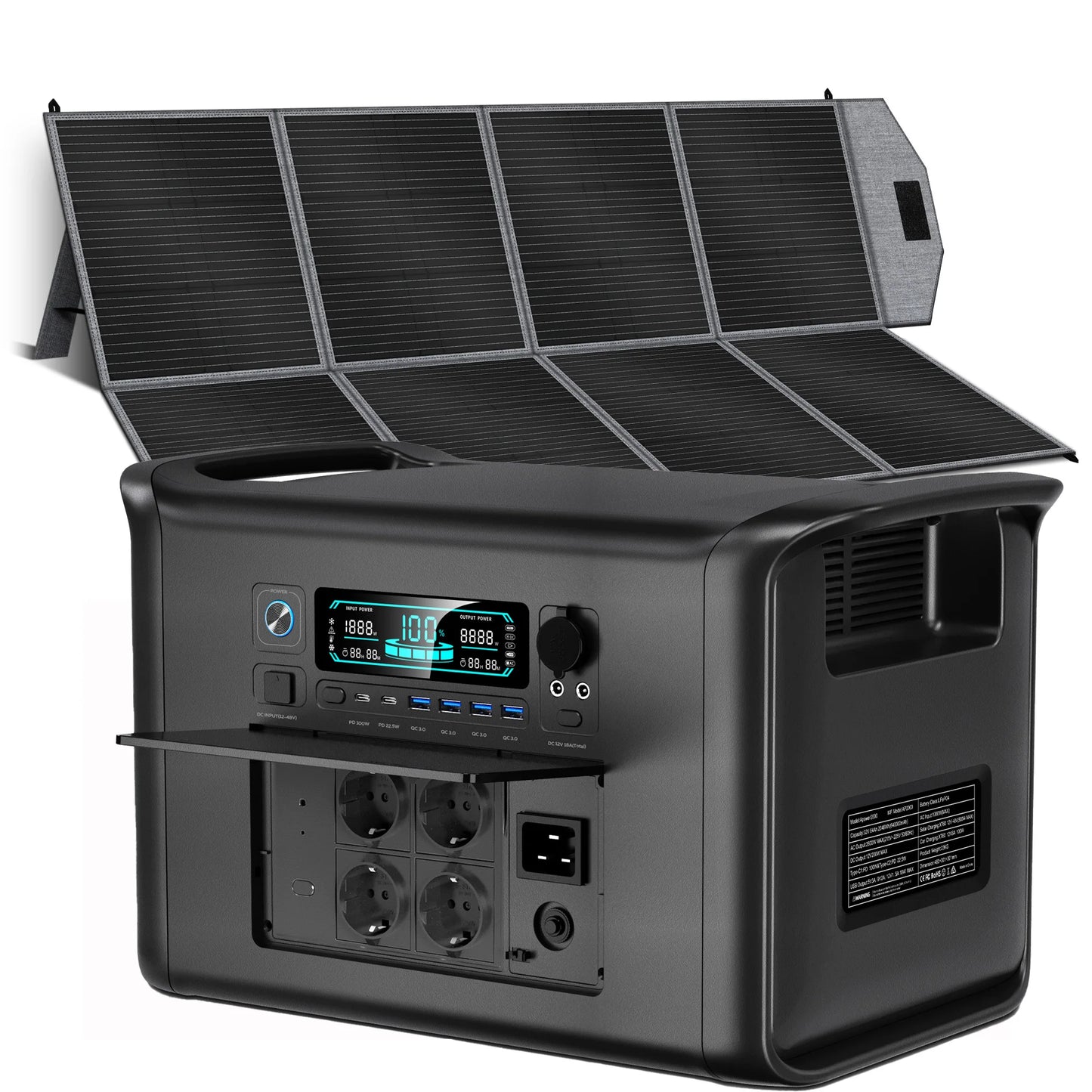 CTOLITY AP2000 Portable Solar Generator LiFePO4 2400W Foldable