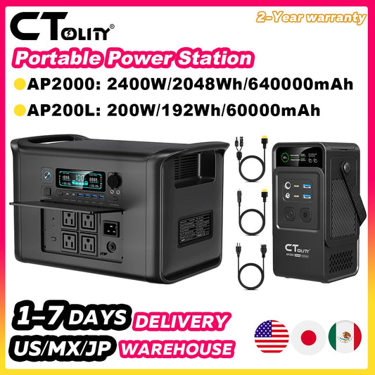 CTOLITY 2400W Portable Power Station LiFePO4 2048Wh Solar Generator