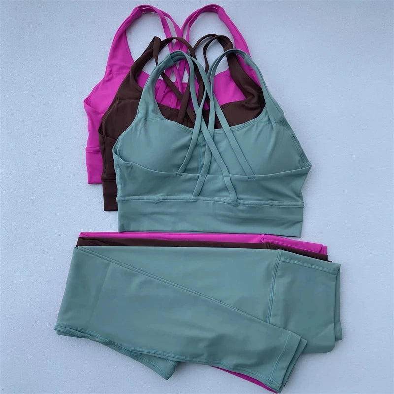 Two Piece Gym Fitness Set High Waist Yoga Leggings Bra