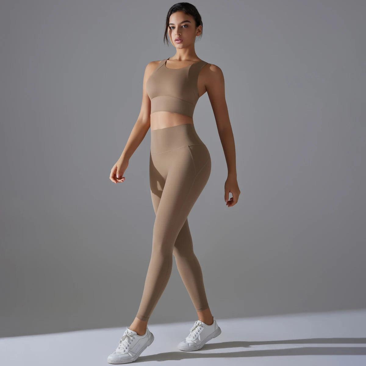 Yoga Set Women's Tracksuit Crop Top Shockproof Sports Bras Gym