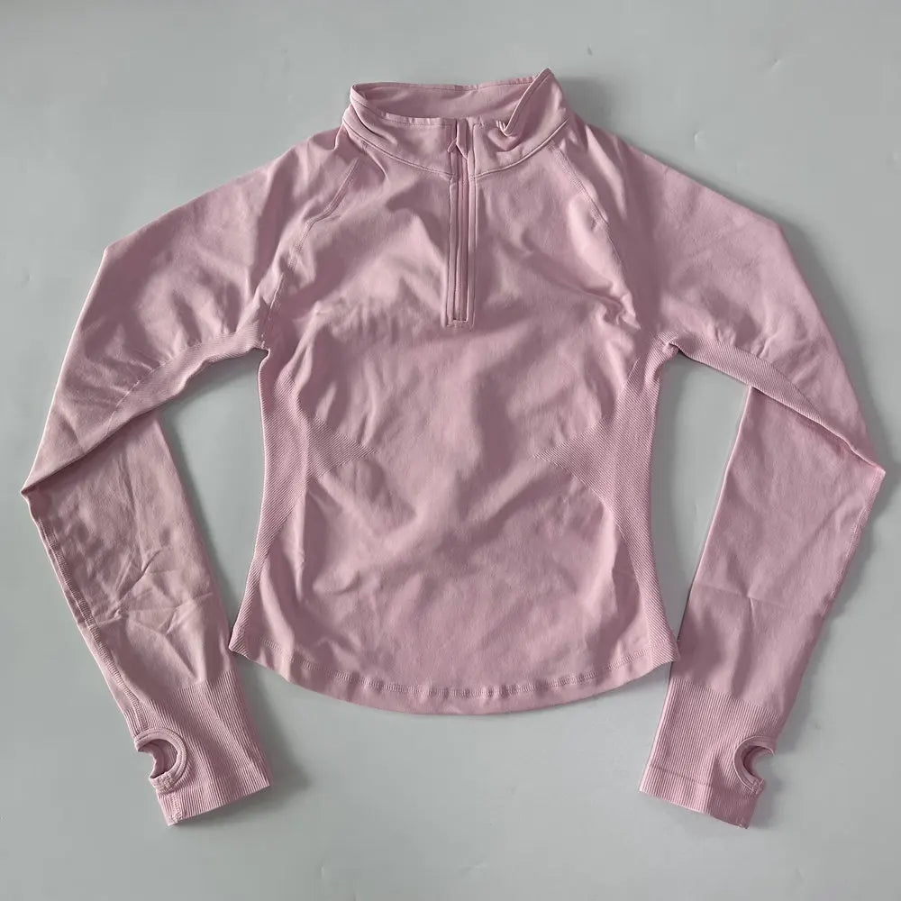 Yoga Jacket Half Zip For Women Long Sleeve Seamless Activewear With Breathable Ventilation And High Stretch