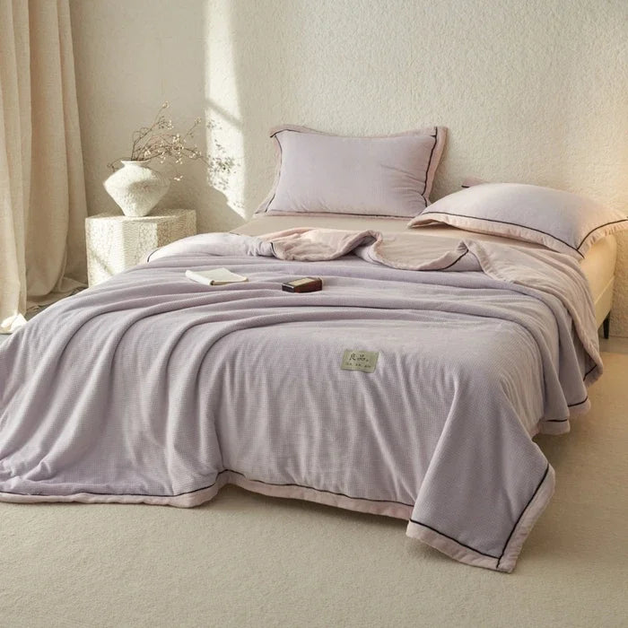 Milk Fleece Blanket Waffle Knit Thickened With Zipper Multifunctional