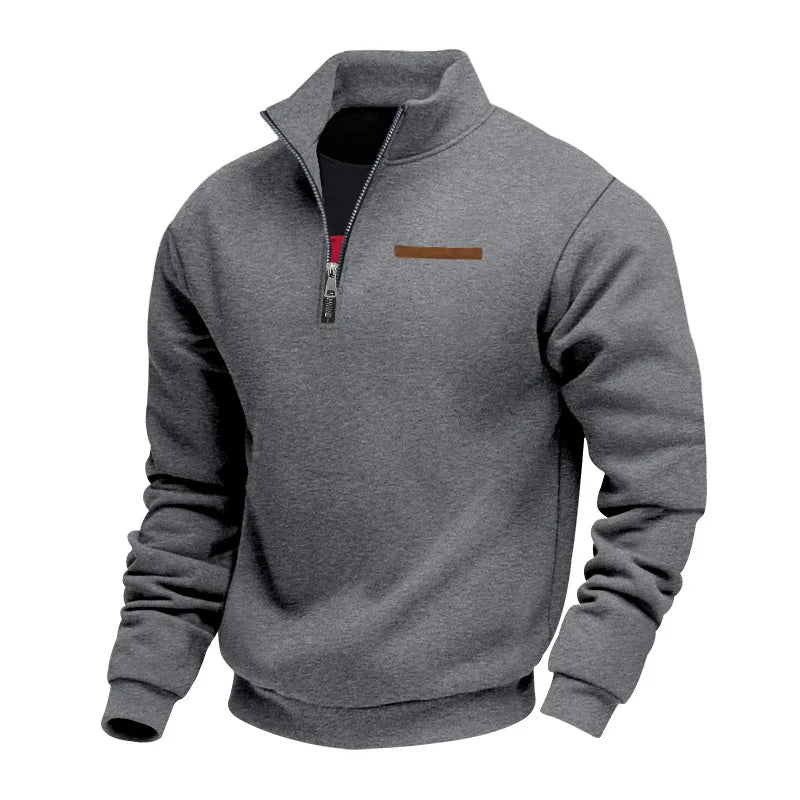 Men's Autumn Winter Heavy Fleece Hoodie Half Zip Stand Collar