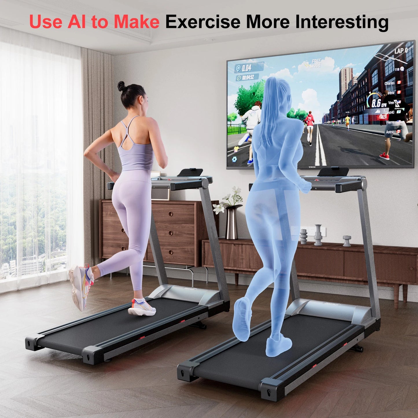 Superun Foldable Incline Treadmill Walking Pad With 6 Percent Incline 112x42 cm Platform Touchscreen App Data Monitoring