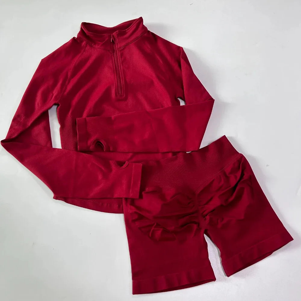 EVERWANTED Impact Womens 2 Piece Yoga Set Jacket And Shorts