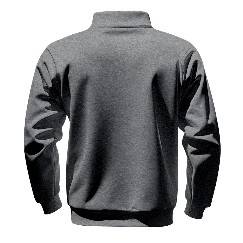 Men's Autumn Winter Heavy Fleece Hoodie Half Zip Stand Collar