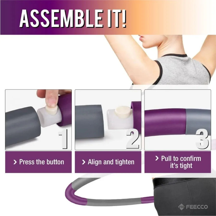 Weighted Fitness Hoop With Eight Detachable Sections For Adjustable Weight Loss And Home Workouts