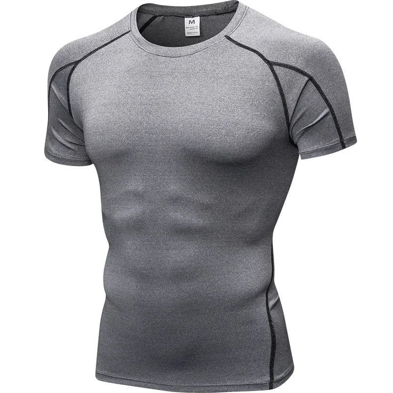 Yuerlian Elastic Men Running Quick Dry Fitness Shirt