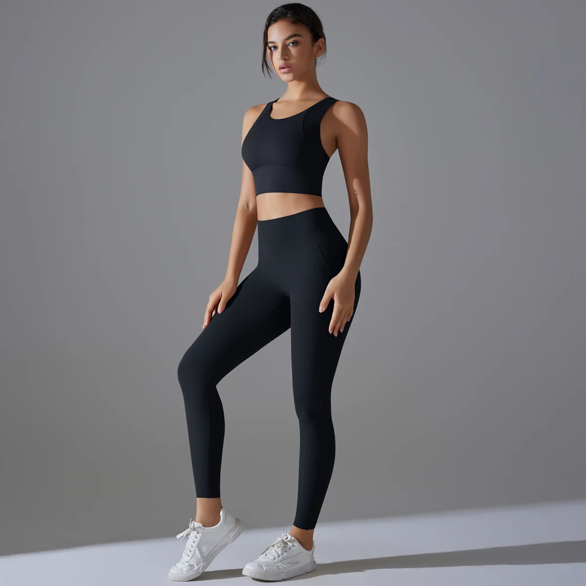 Yoga Set Women's Tracksuit Crop Top Shockproof Sports Bras Gym