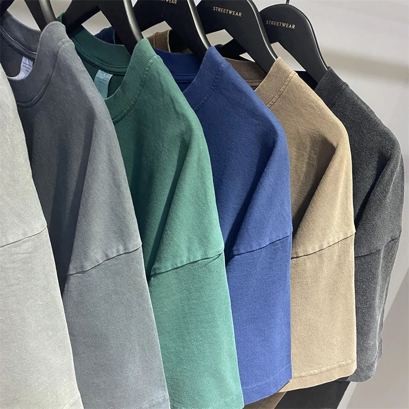 ZODF Basic Solid Washed Cotton Tee For Men Unisex Streetwear
