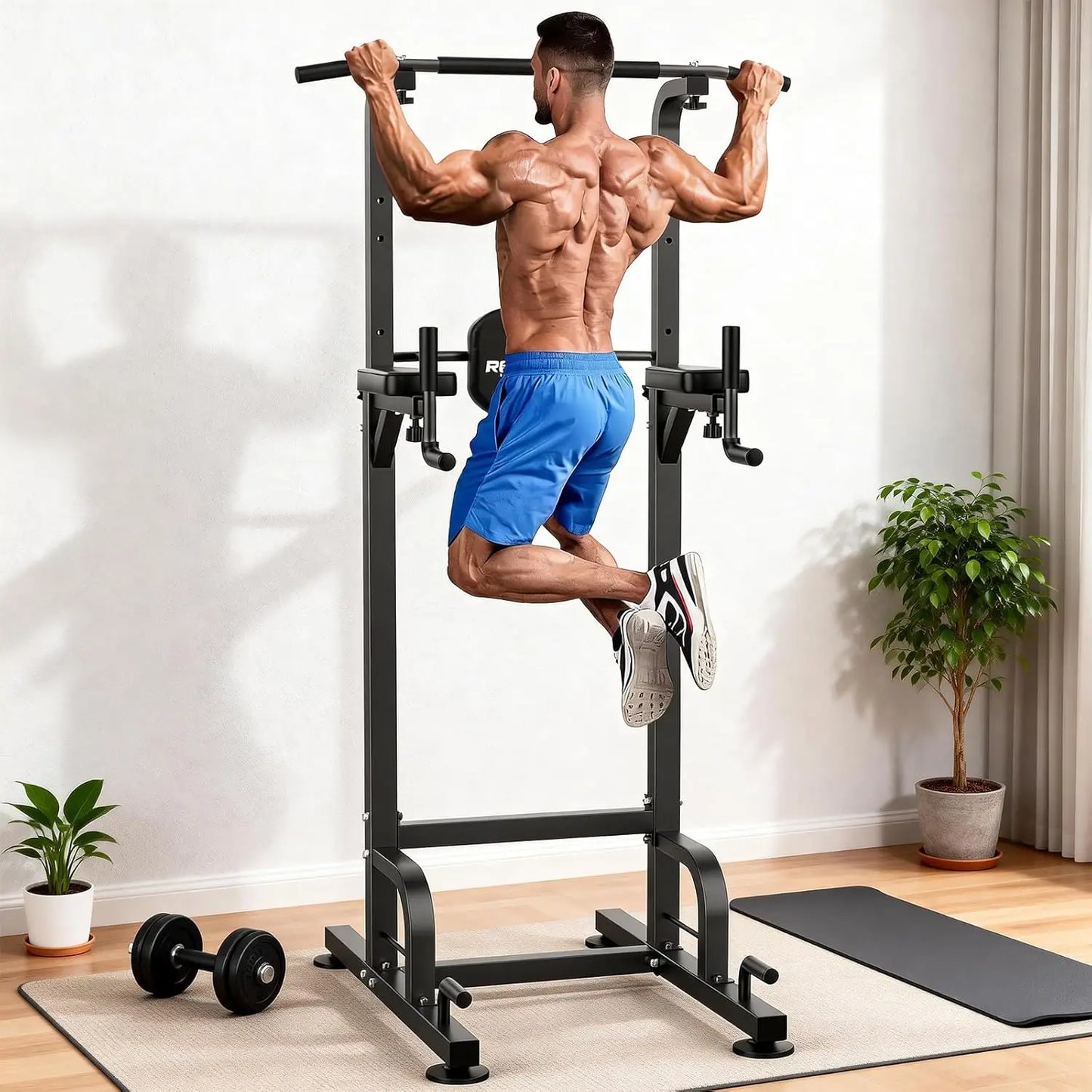 Power Tower Pull Up Dips Station for Gym Height Adjustable