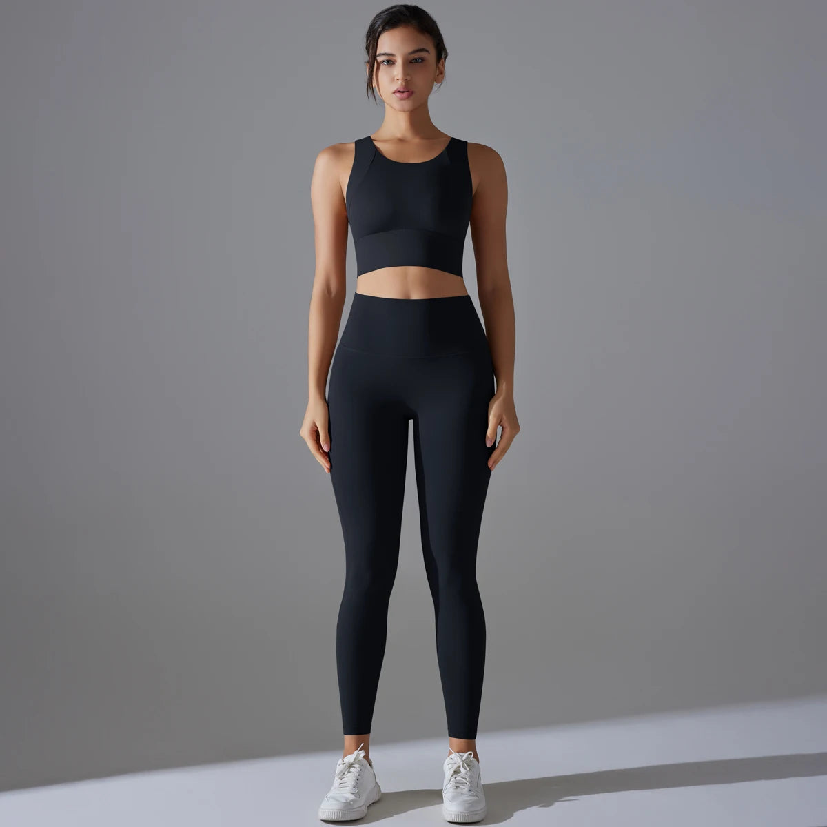 Yoga Set Women's Tracksuit Crop Top Shockproof Sports Bras Gym