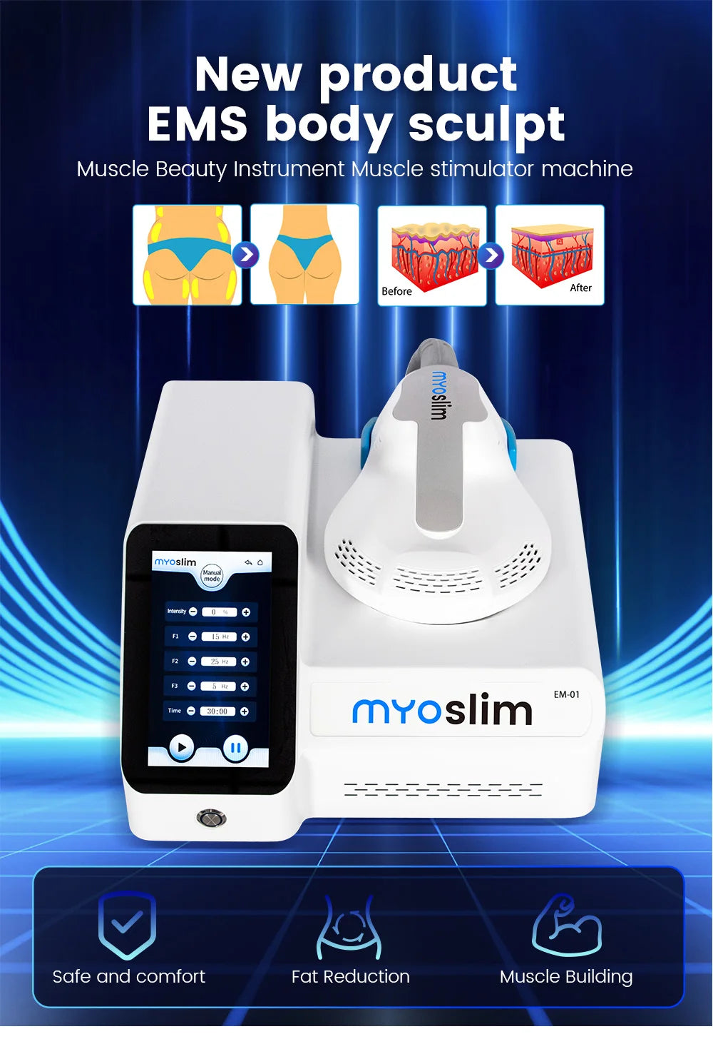 MYOSLIM 6500W EMS Muscle Builder And Fat Reducer Advanced Technology
