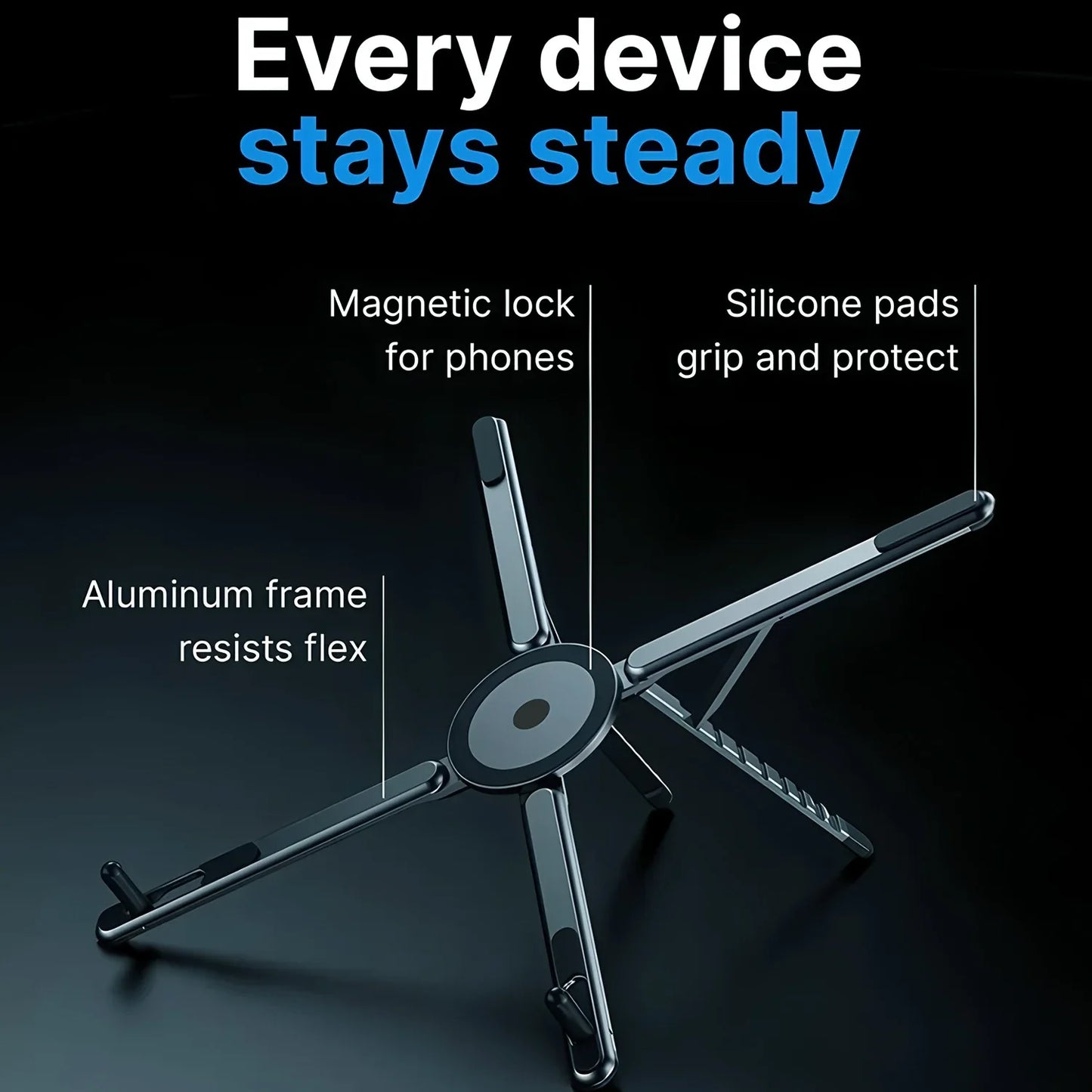 Portable Magnetic Phone Holder Selfie Stick 3-In-1 Foldable Tripod