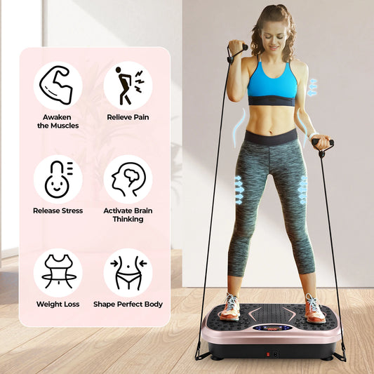 Vibration Plate Exercise Machine With Loop Bands For Home Workout Three In One Modes With Remote