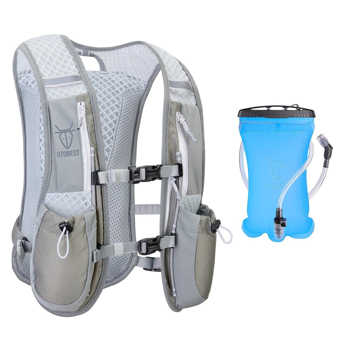 UTOBEST 2 Pack 5L Running Vest With 1.5L Hydration Reservoir Ultralight Multi Pocket For Camping And Fishing