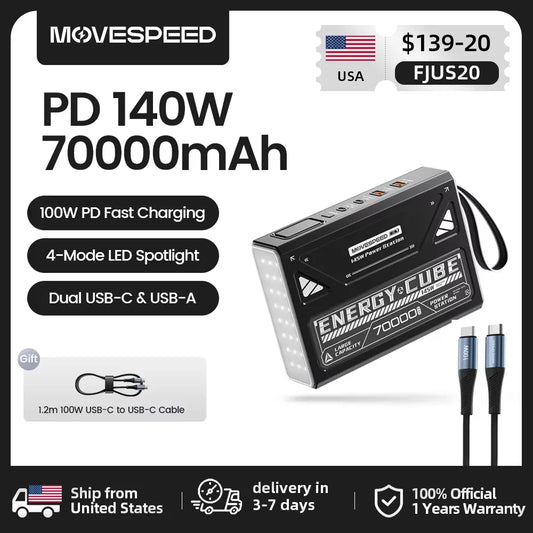 Movespeed Z70 Pro 70000mAh PowerBank 140W Fast Charge MacBook Pro