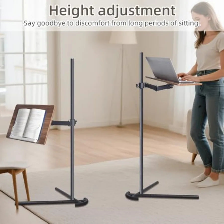 Adjustable Bamboo Laptop Floor Stand For Bed And Couch