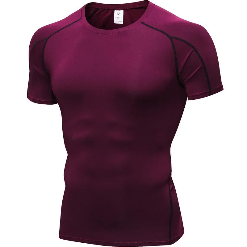 Yuerlian Elastic Men Running Quick Dry Fitness Shirt