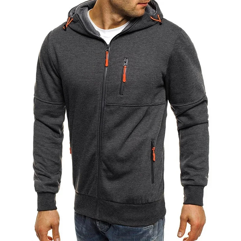 Men's Hooded Zip Sweatshirt Long Sleeve Jacket Sportswear