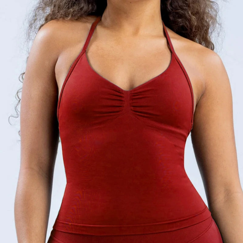 Women Halter Neck Yoga Set 2 Piece High Waist Leggings Crop Top