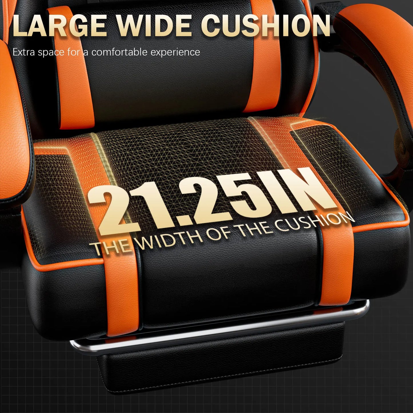 Gaming Chair With Built In Footrest PU Leather Reclining Office Desk Chair For Long Gaming Sessions